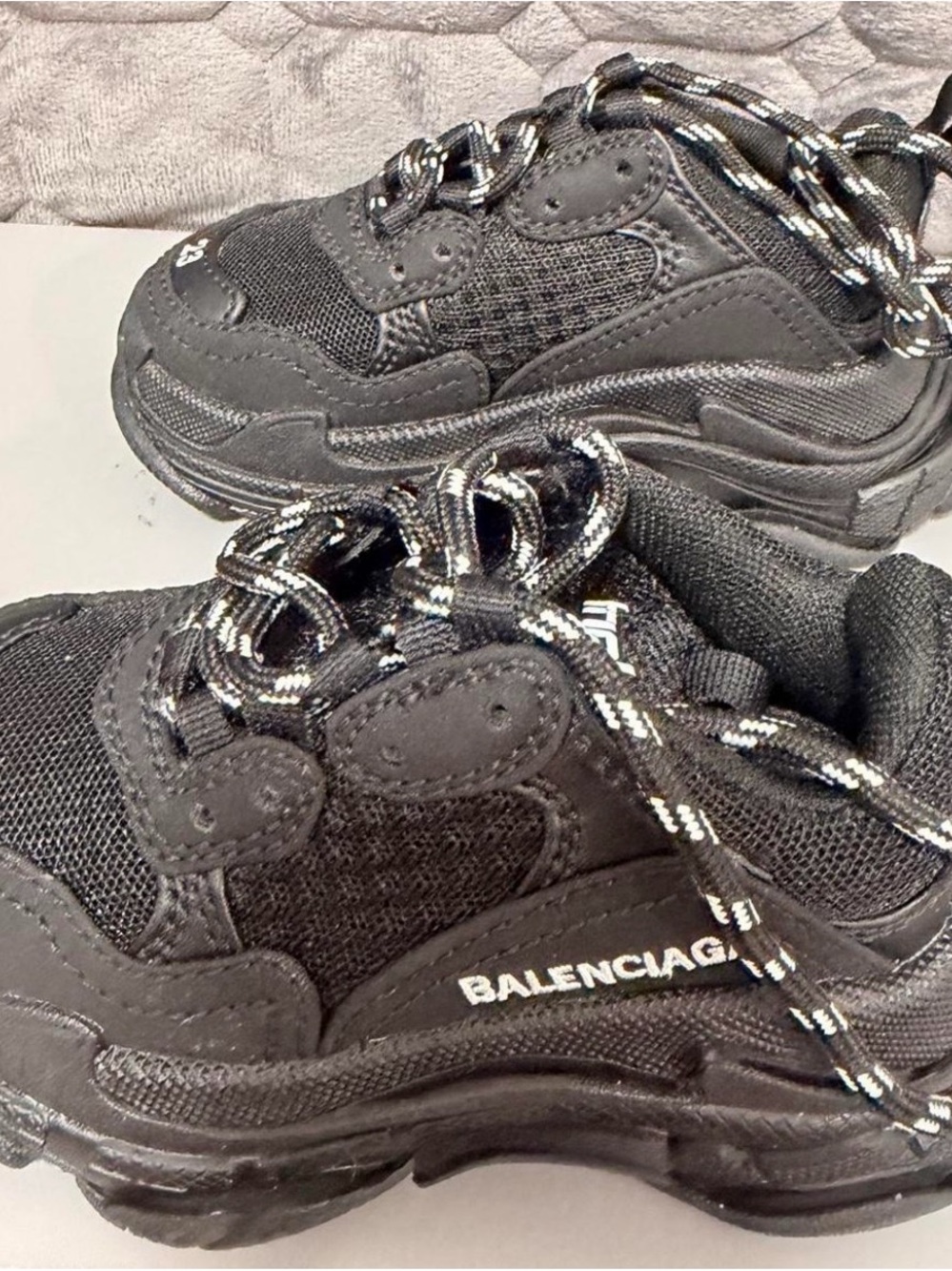 Balenciaga Kids Black Chunky Lace-Up Sneakers